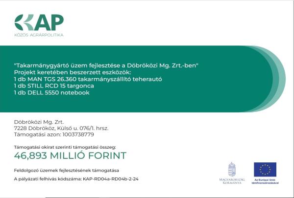 Feldolgozó üzemek fejlesztésének támogatása